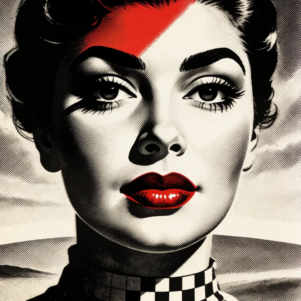 Kontrastreiches monochromes Pop-Art-Porträt mit einem Akzentton