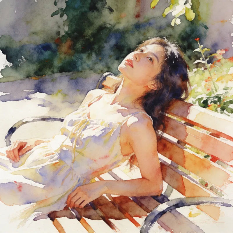 A photograph repainted as a loose watercolour with visible paper texture