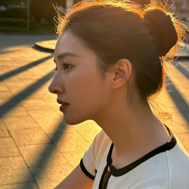 A photograph relit to late golden hour with warm rim light and long shadows