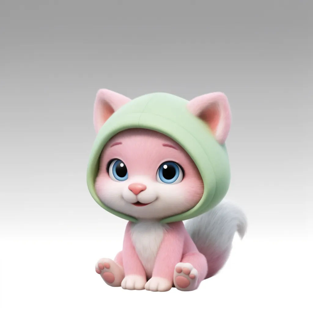 Cute 3D creature with big eyes and soft fur