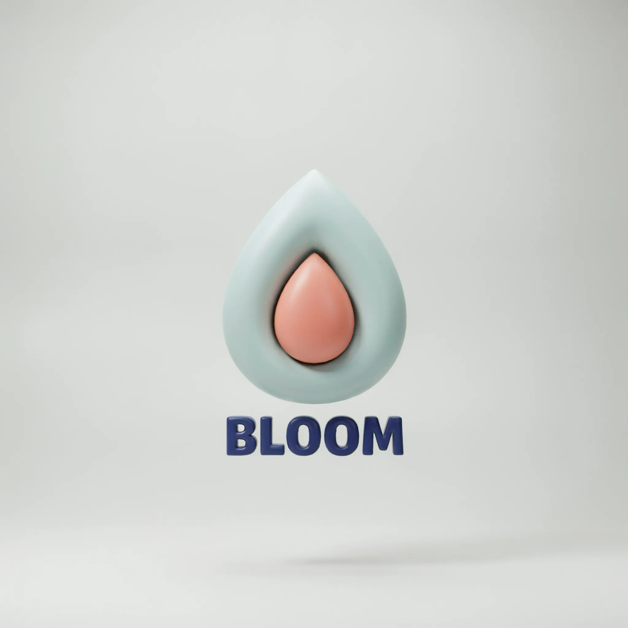 3D extruded matte plastic logo icon with soft rounded edges
