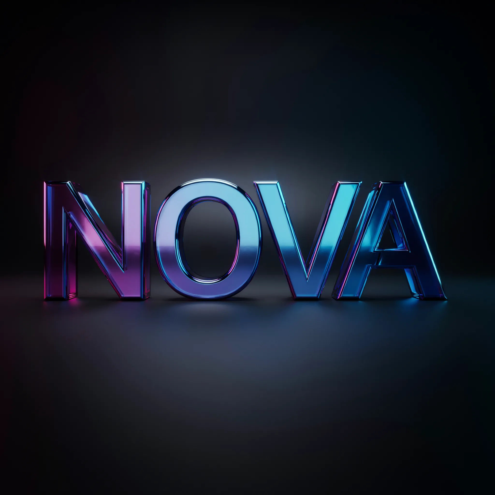Glossy 3D wordmark with a deep bevel and colorful surface