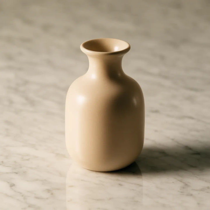 Product placed on a marble surface with matched lighting