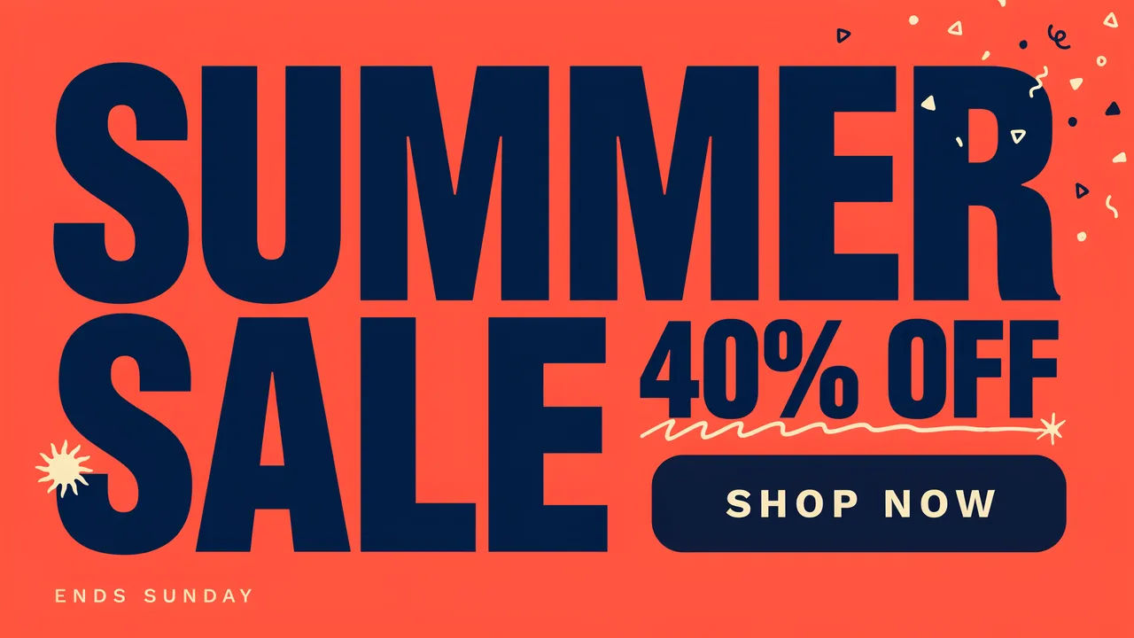 Coral summer sale web banner with bold forty percent off text
