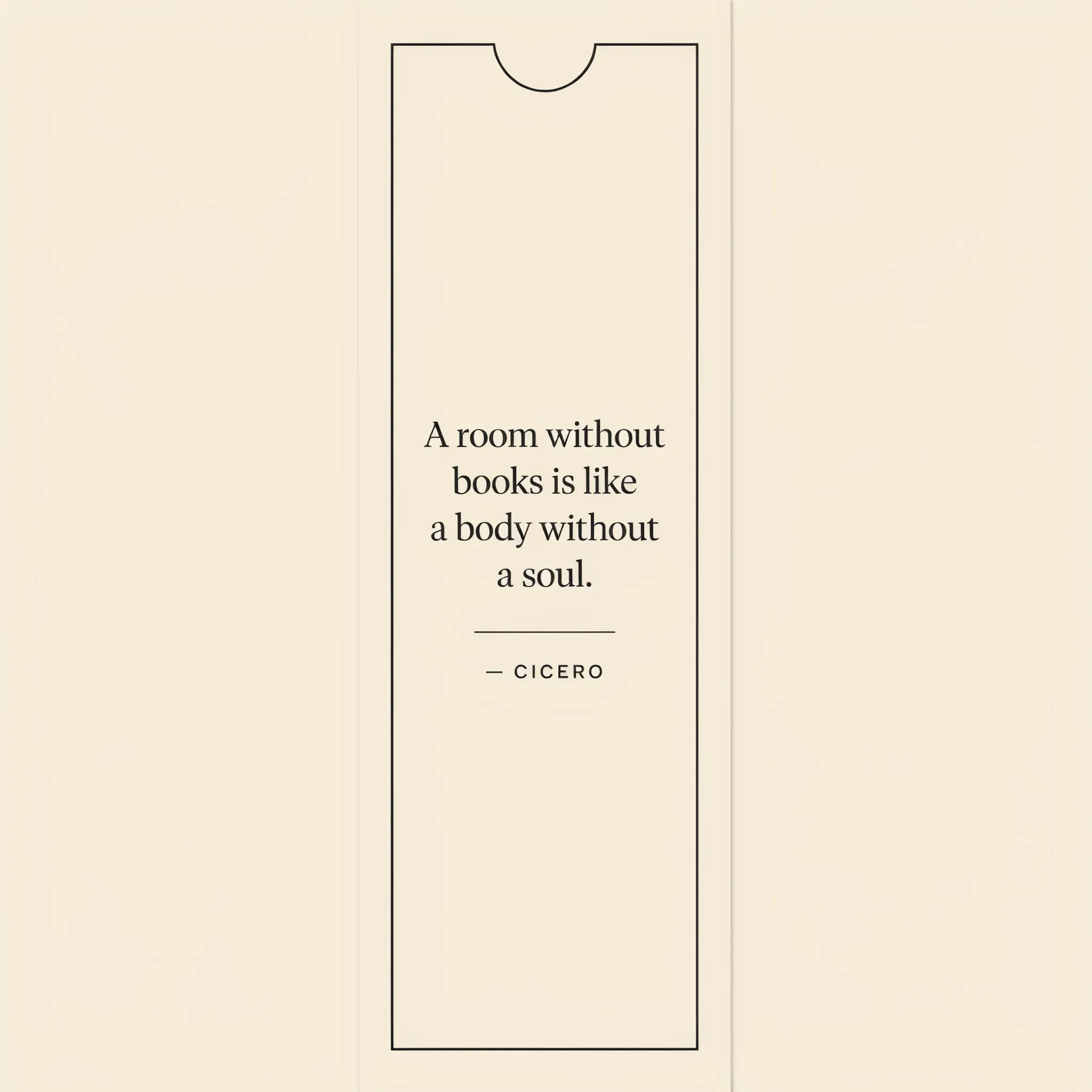 Minimalist typographic bookmark with a bold reading quote