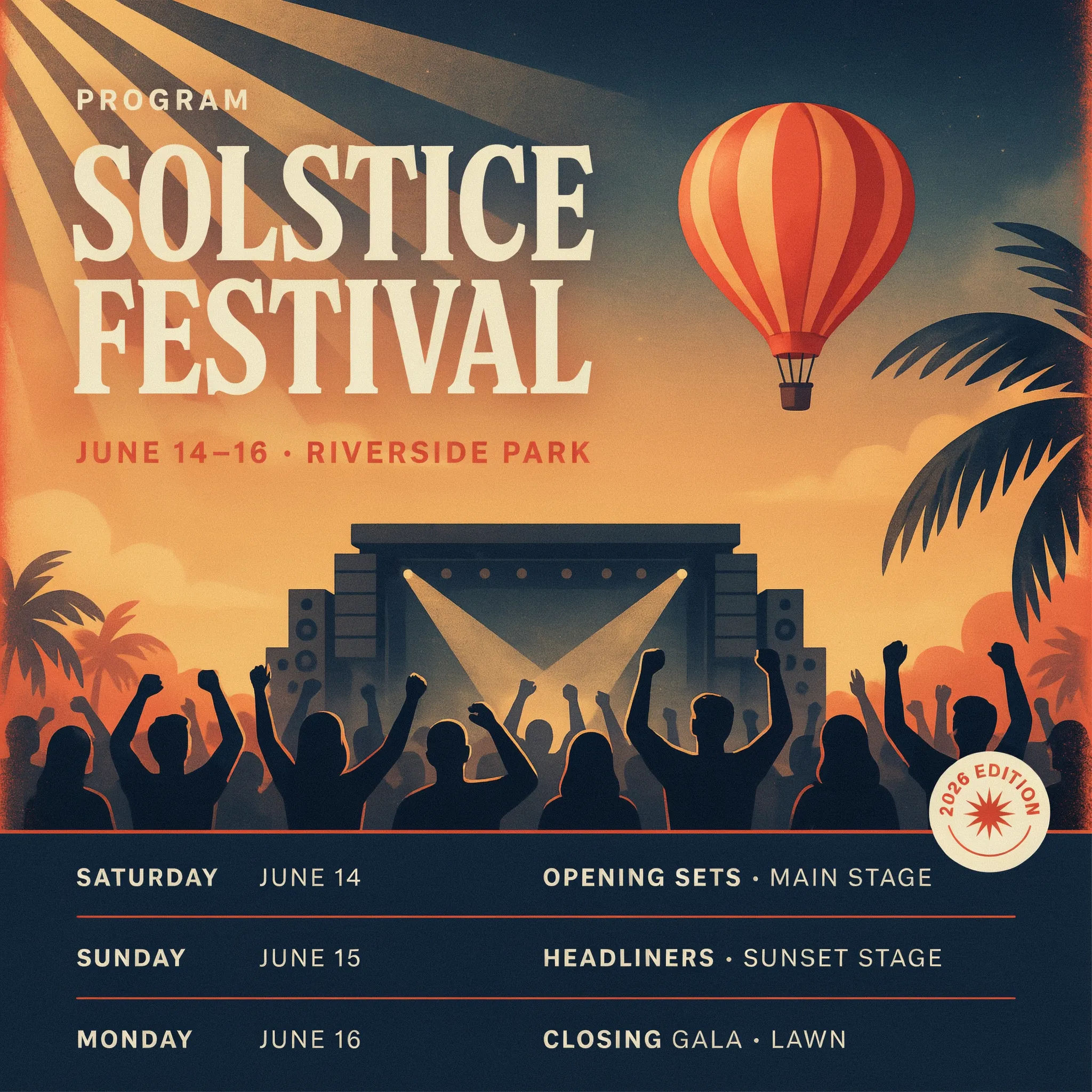 Illustrated festival event program cover