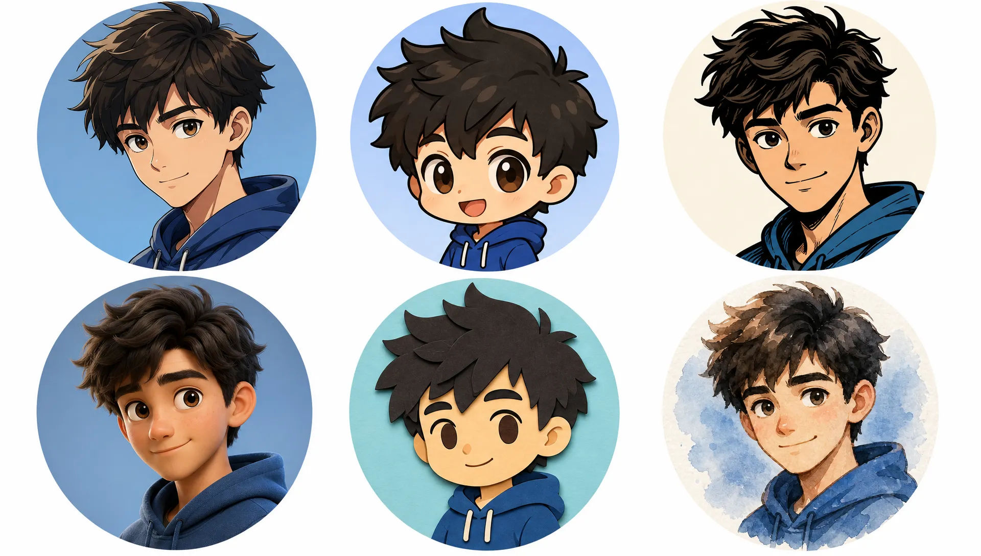 Cartoon avatars and profile characters