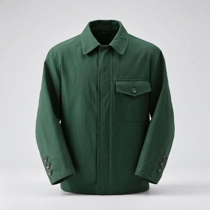 Same jacket recoloured to forest green from a reference swatch