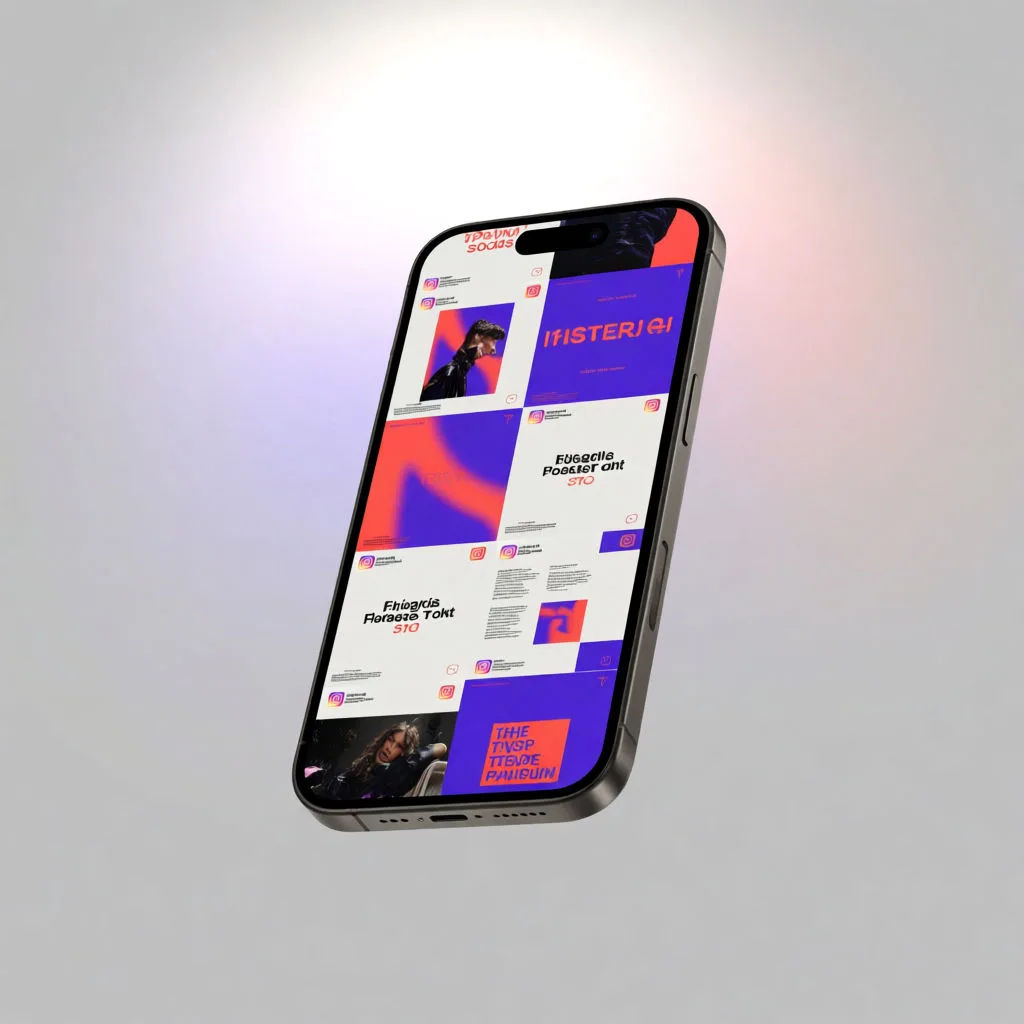 一貫したブランディングのInstagramカルーセルデザインを表示したスマートフォン