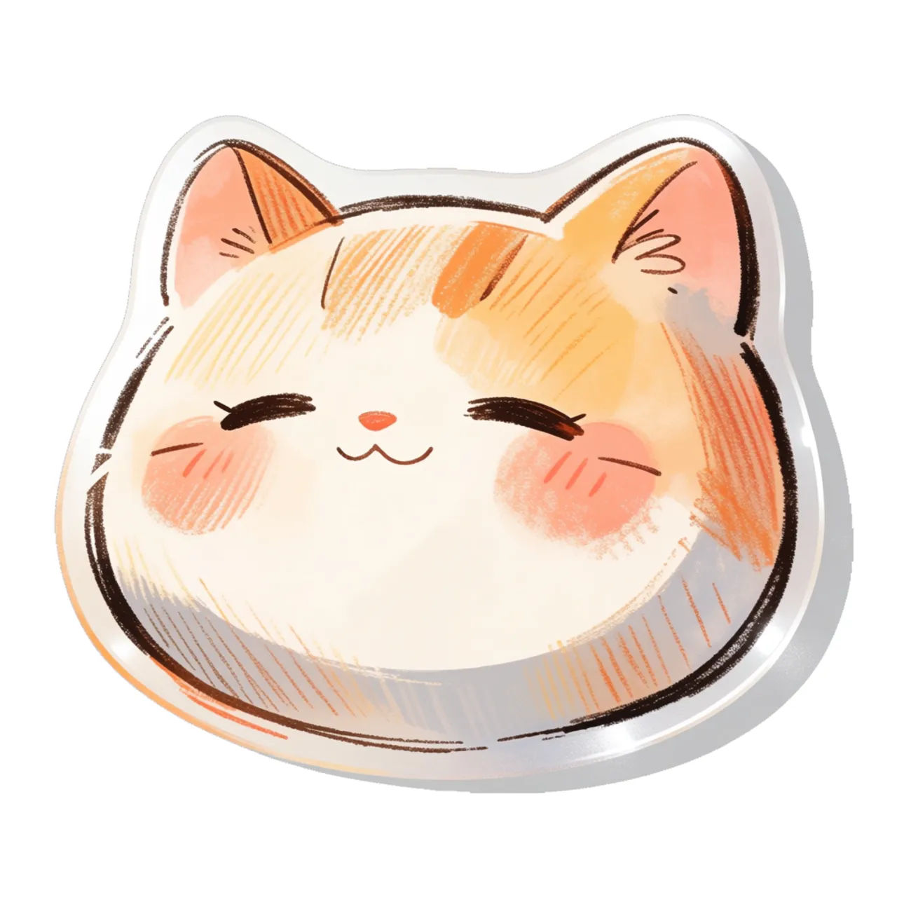 Cute sleepy cat emoji in a hand-drawn style