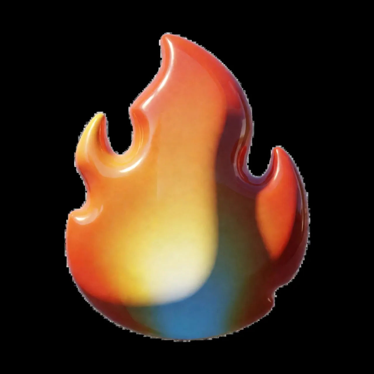 Flame fire reaction emoji in glossy 3D with a warm glow