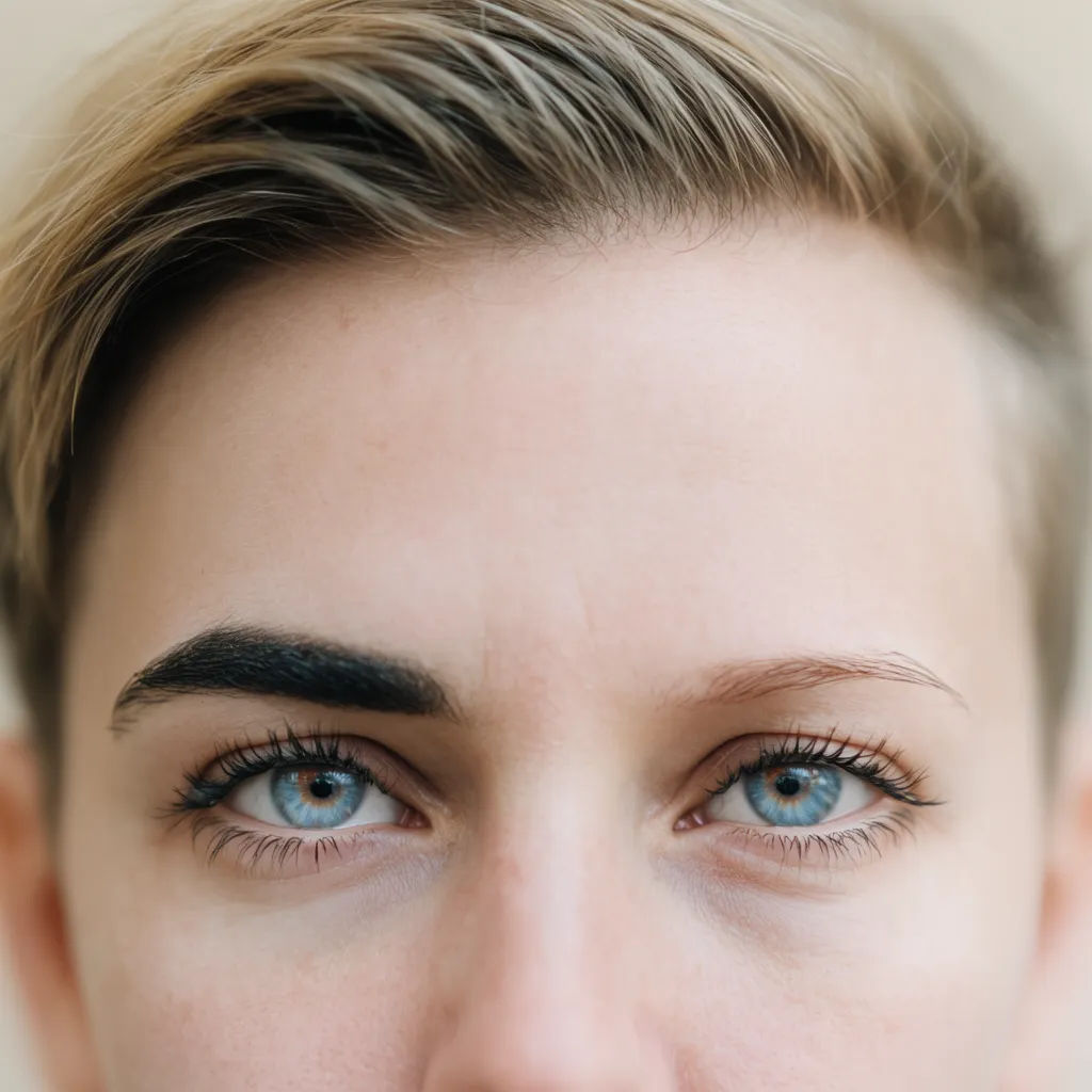 Portrait with a relaxed brow edited only in the masked region