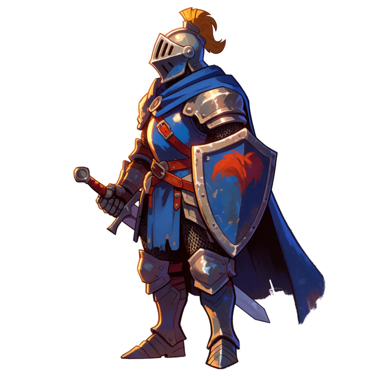 Hand-painted 2D fantasy knight sprite in side view on a transparent background