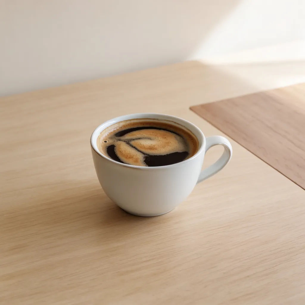 Desk photo with a coffee cup erased and the wood grain filled in
