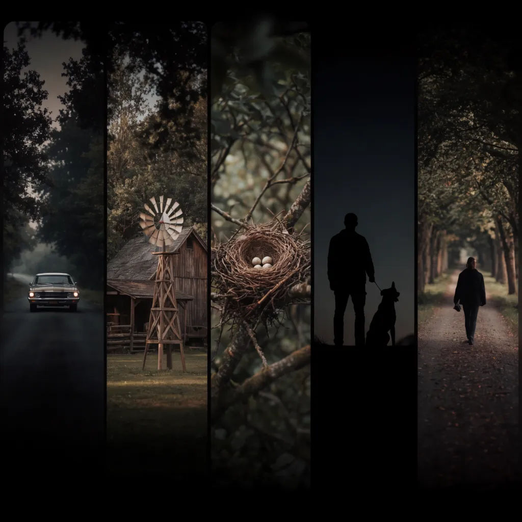 Five landscape photos arranged into a wide banner filmstrip