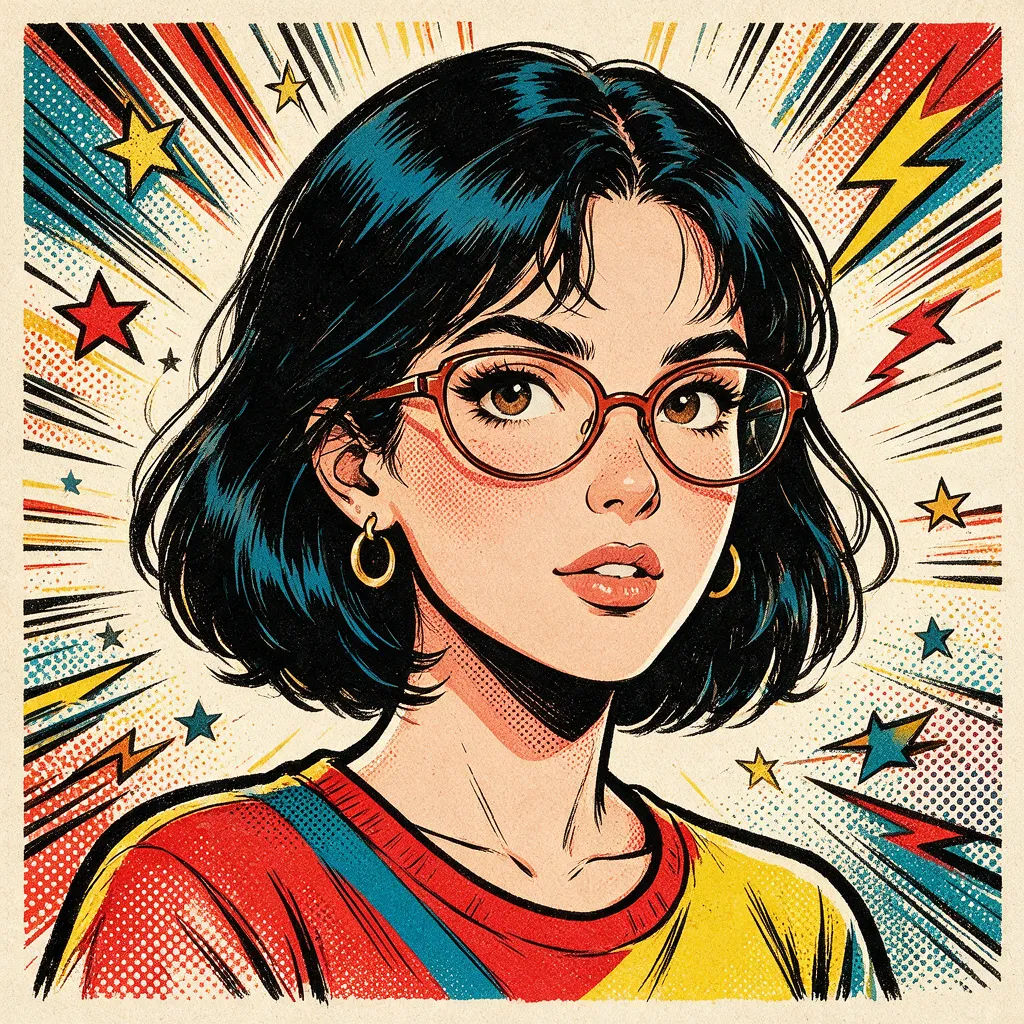 Comic-book ink portrait with halftone shading and bold flat colors