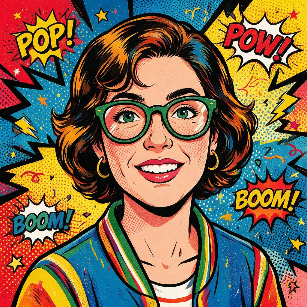 Pop-art profile picture with punchy colors and a thick black outline