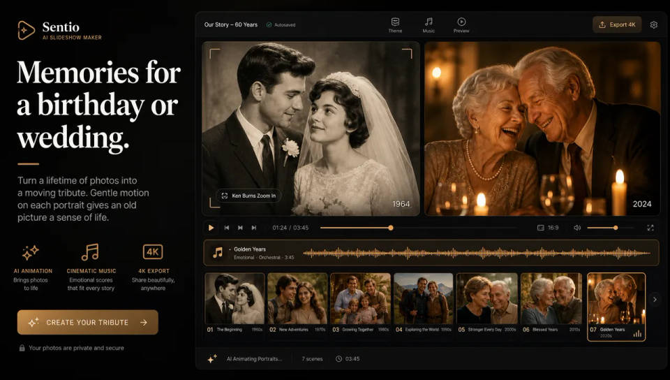 Retrospectiva de aniversário ou casamento