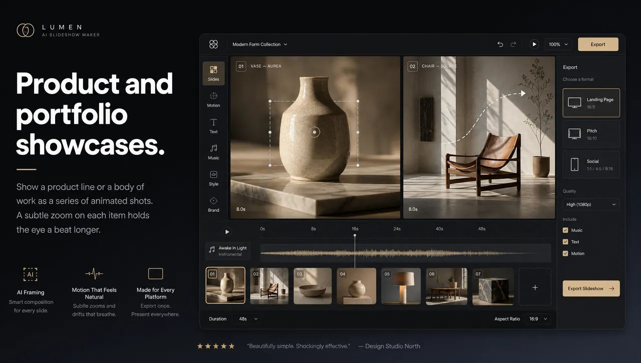 Product and portfolio showcases