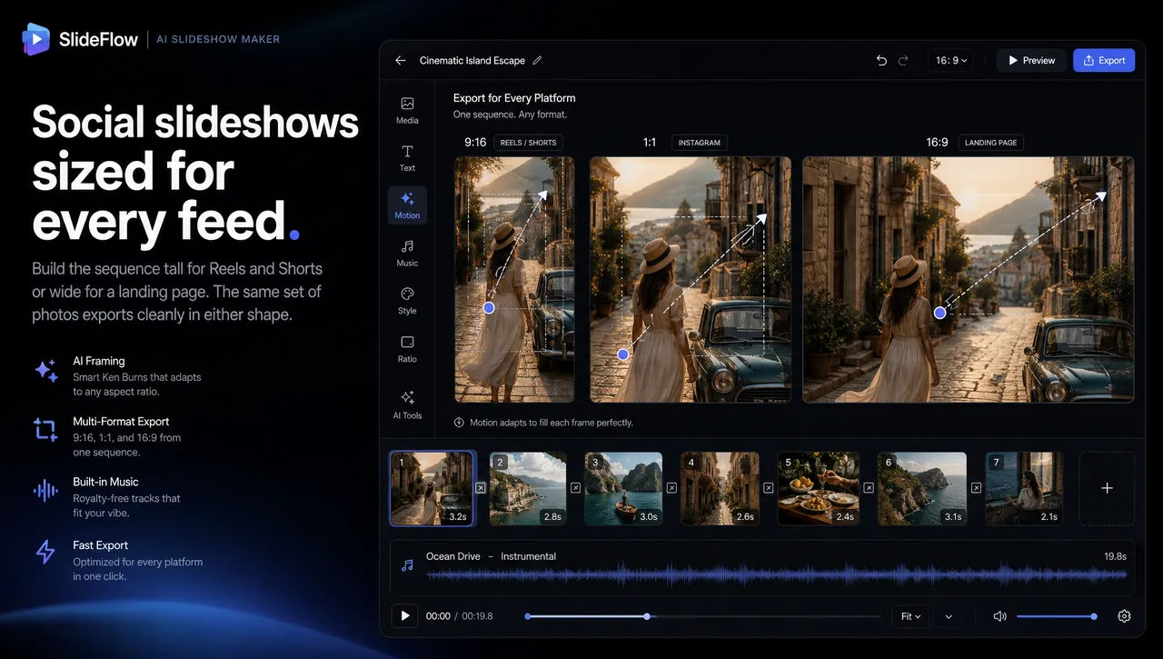 Social slideshows sized for every feed