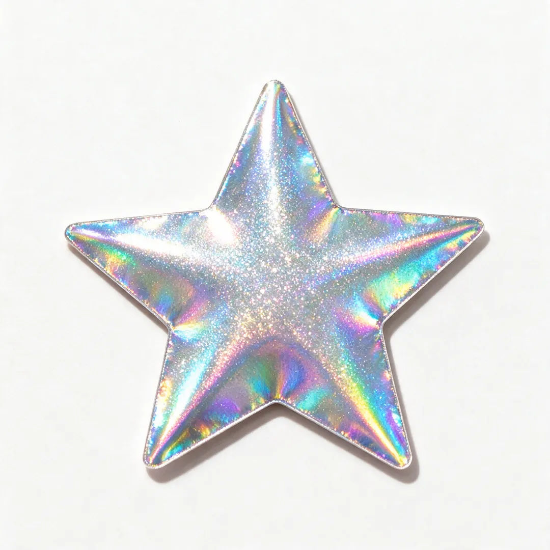 Holographic foil star sticker with iridescent shine, die-cut