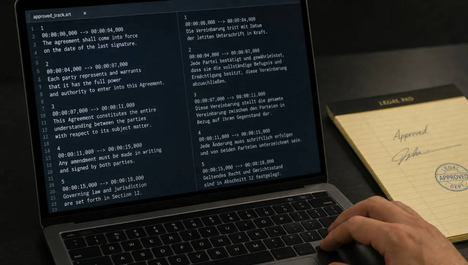 Arquivo SRT aprovado sendo traduzido para um segundo idioma