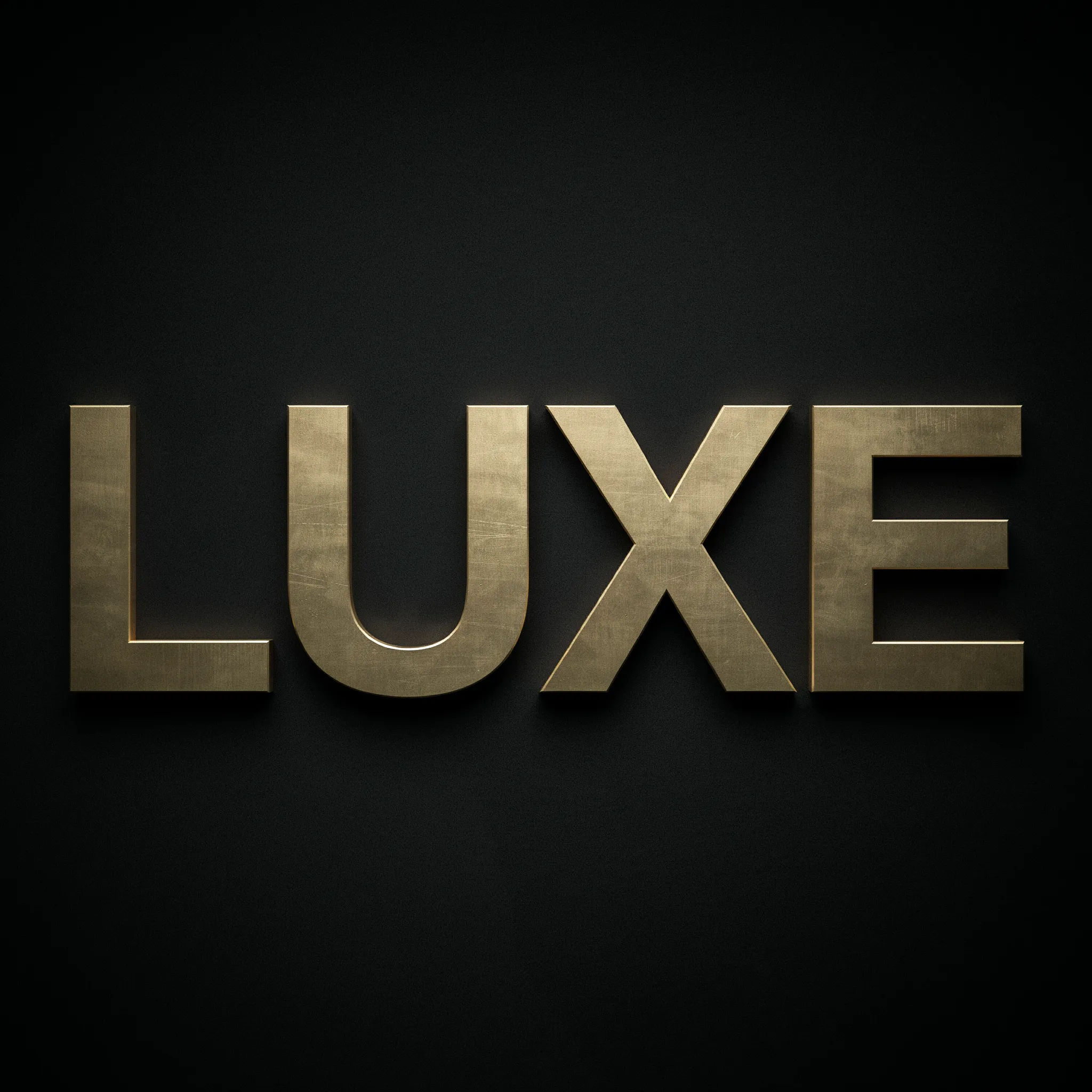 The word LUXE rendered in engraved gold lettering