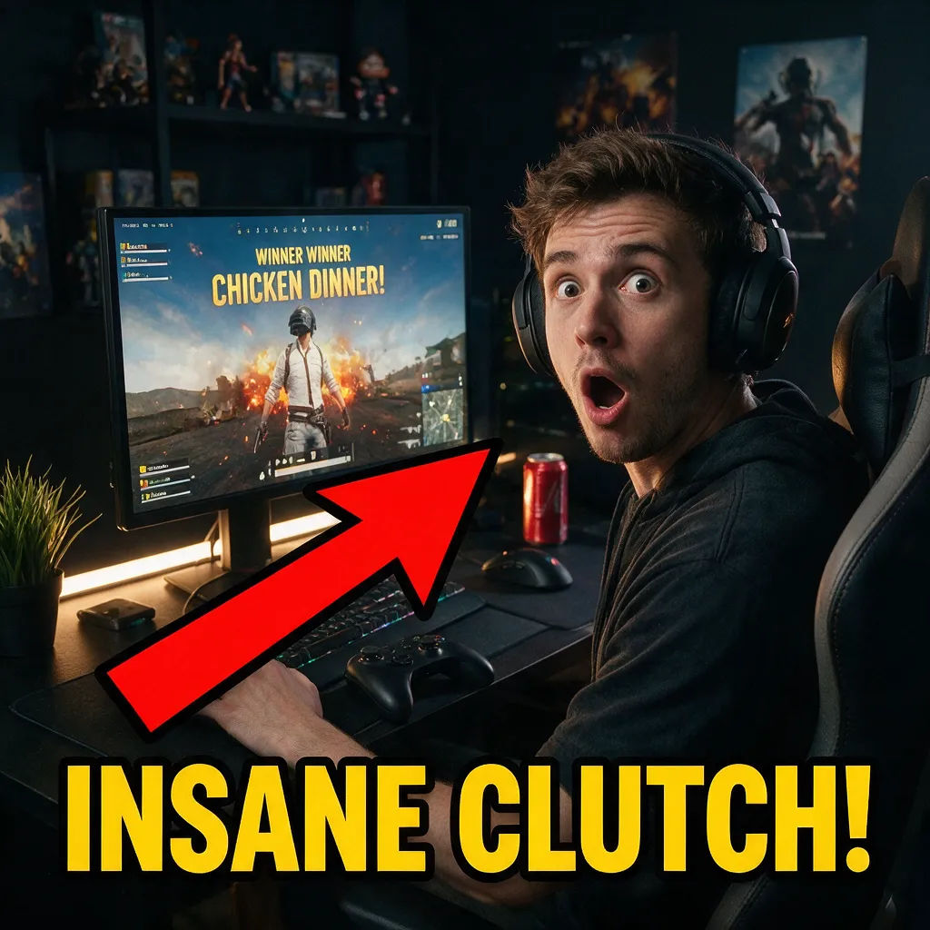 Shocked gamer reaction thumbnail with bold contrast and a big arrow