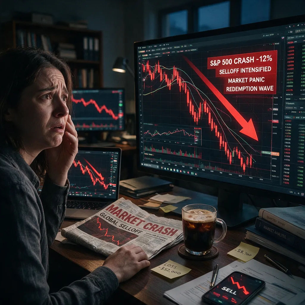 Finance explainer thumbnail with a worried face and a red crashing chart