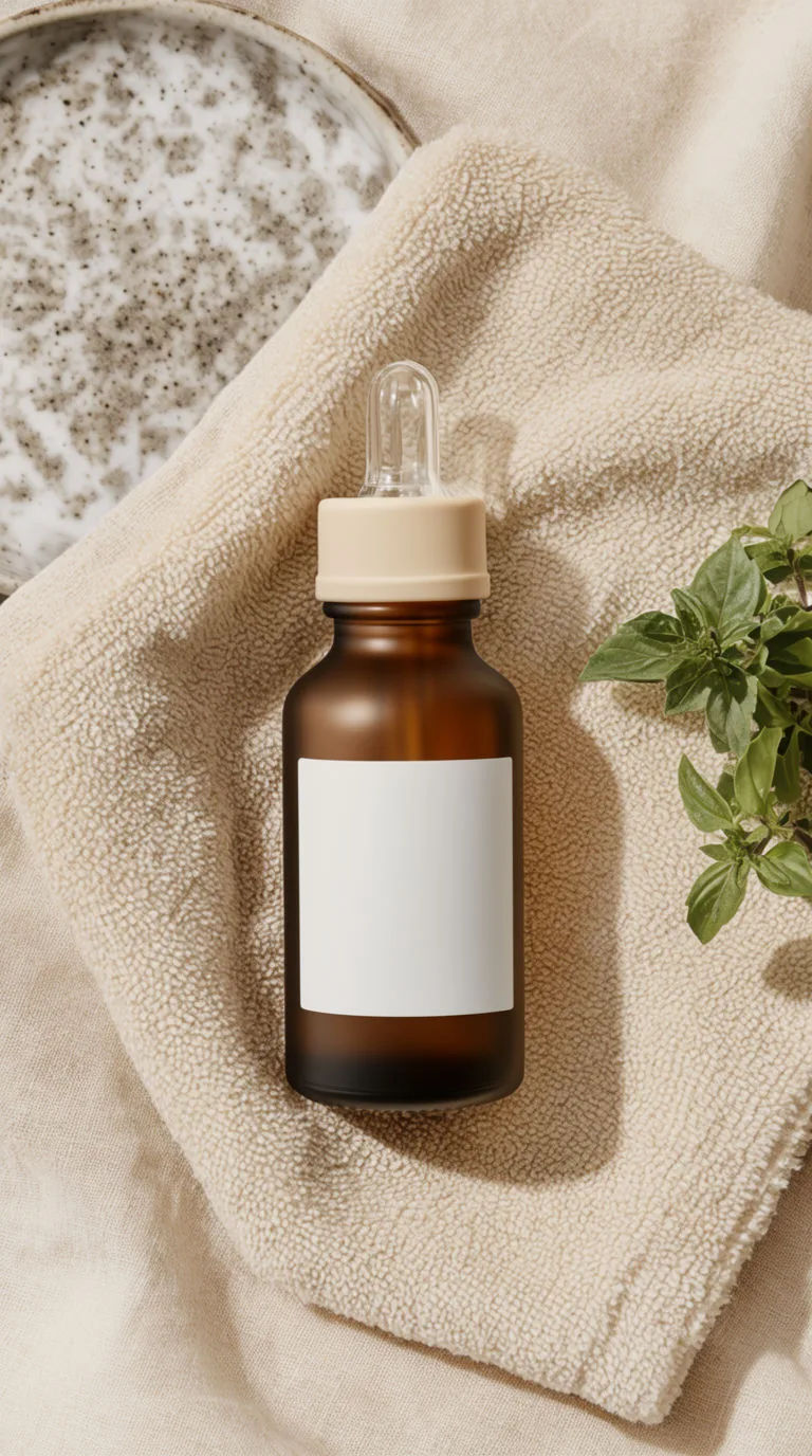 Overhead UGC flat-lay clip of the product among everyday objects
