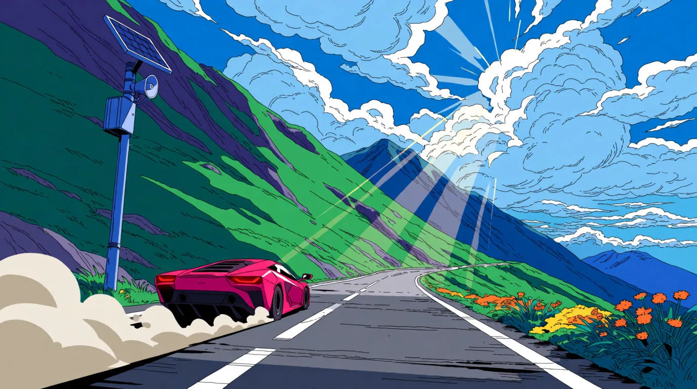 山路驾驶素材改成鲜艳赛璐璐上色的二次元风格