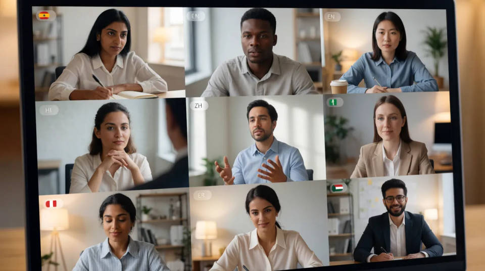 Um vídeo de treinamento dublado para pessoas do time em regiões diferentes