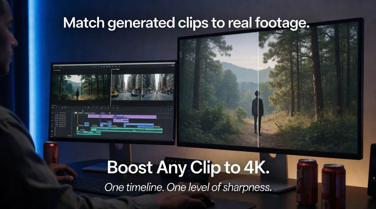 Match generated clips to real footage