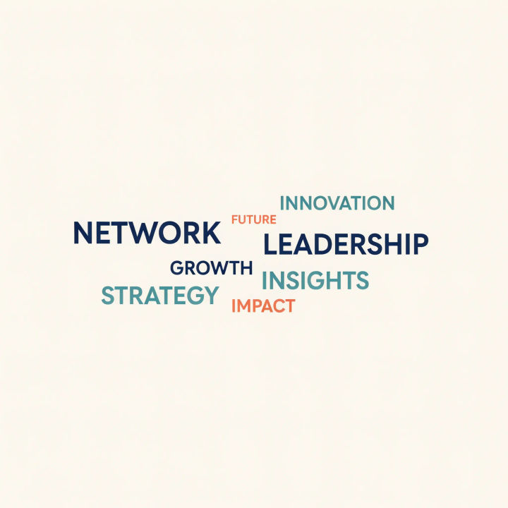 Nuvem de palavras em formato de estrela com títulos de sessões de um evento, em cores de confete sobre preto