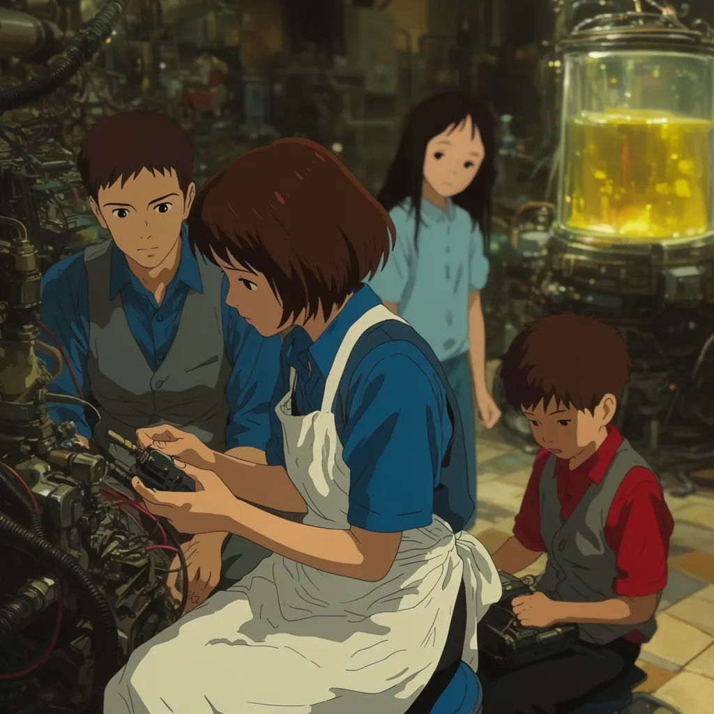 Old anime scan upscaled with restored line weight and even flats