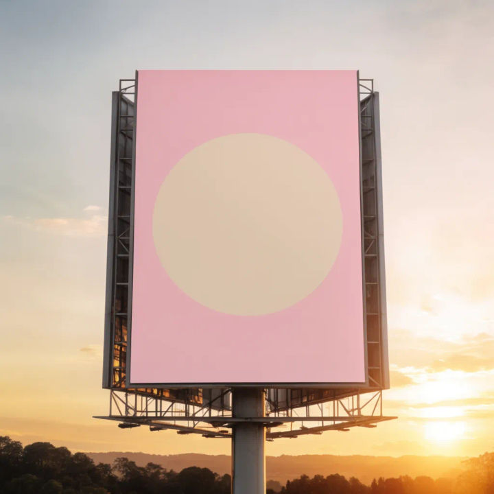 Anúncio de campanha em um outdoor de beira de rodovia na hora dourada