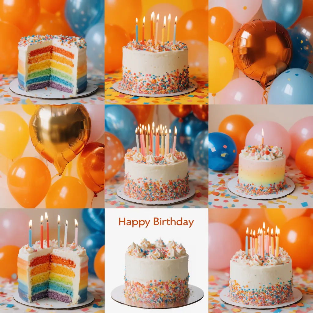Birthday collage with balloons and a Happy Birthday title