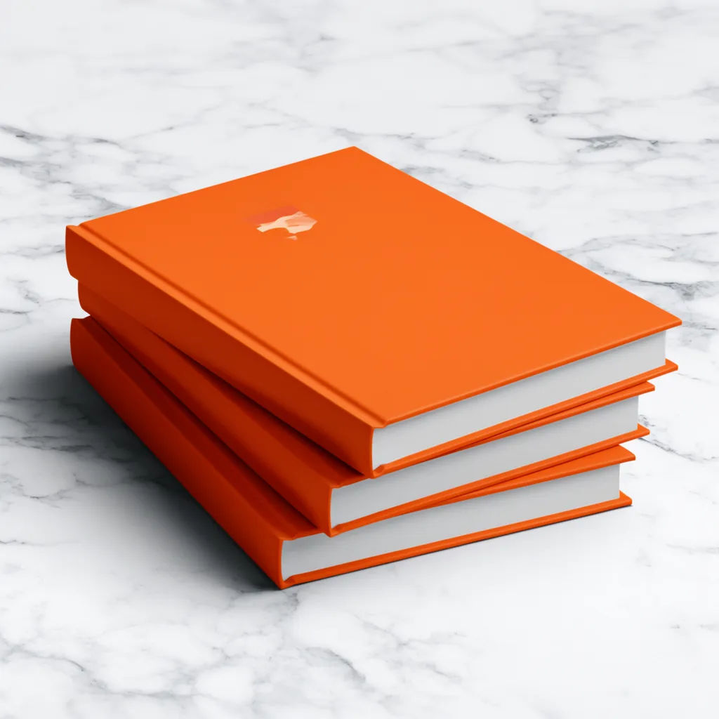 Three stacked hardback copies of the uploaded cover on marble