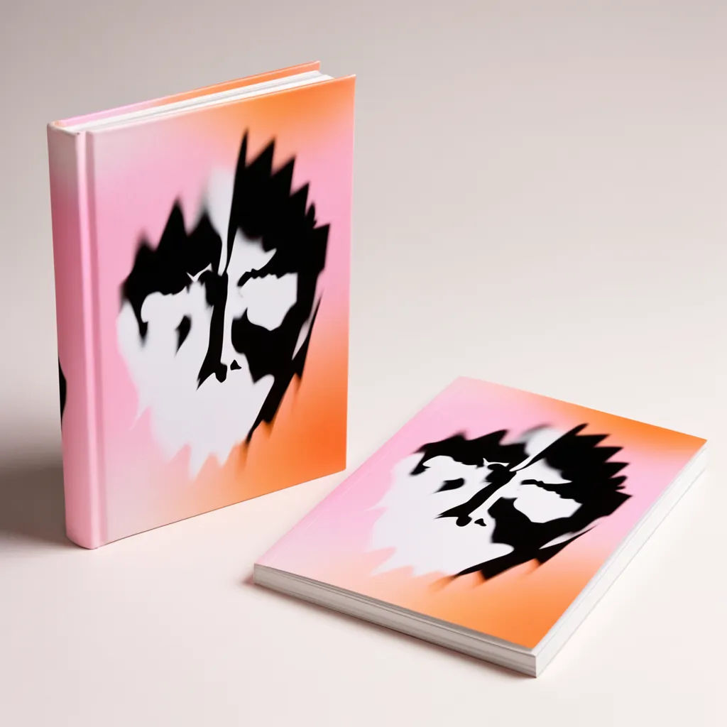 Hardback and paperback of the same cover side by side in a studio