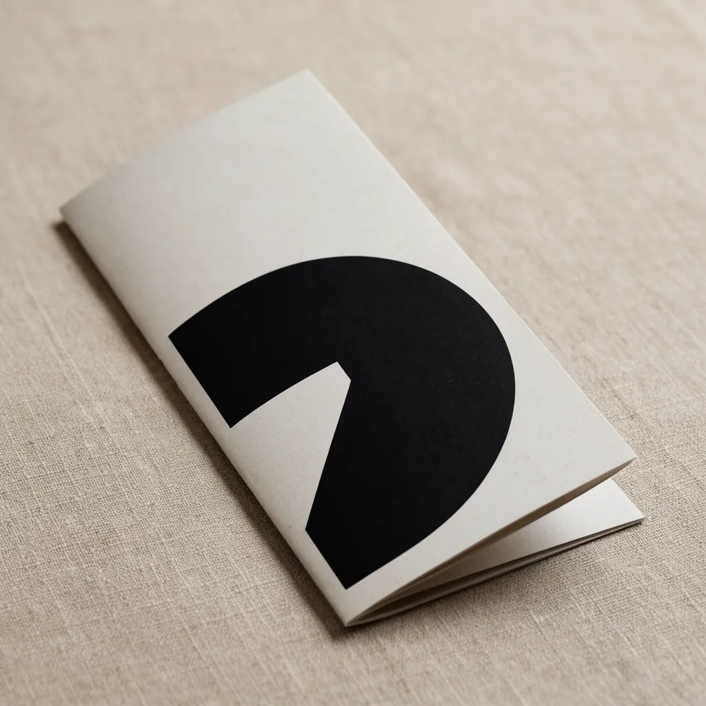 Closed uncoated brochure resting on linen in gentle side light