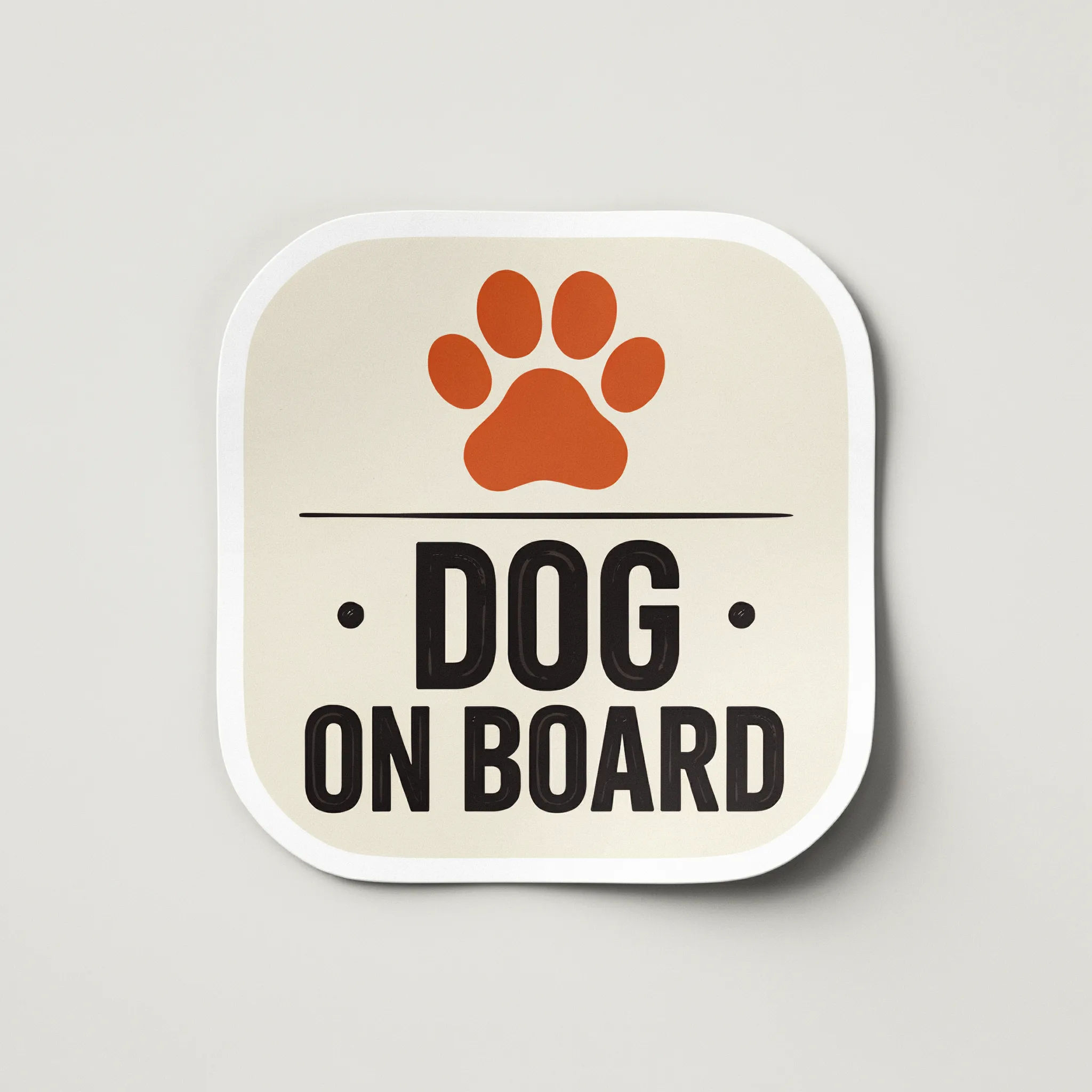 Cute dog on board bumper sticker with a paw mark