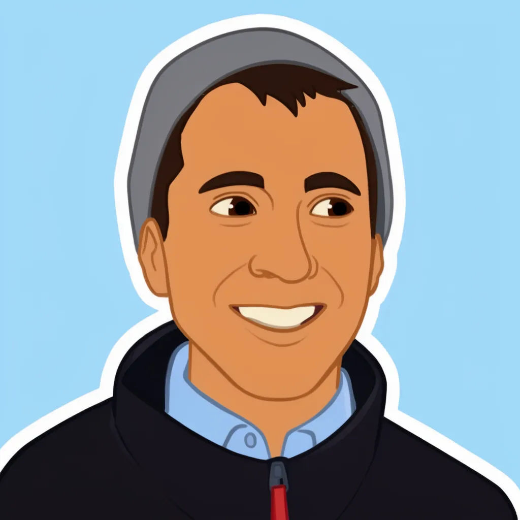 Selfie turned into a smiling sticker-style cartoon avatar