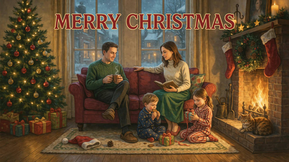 A styled holiday scene