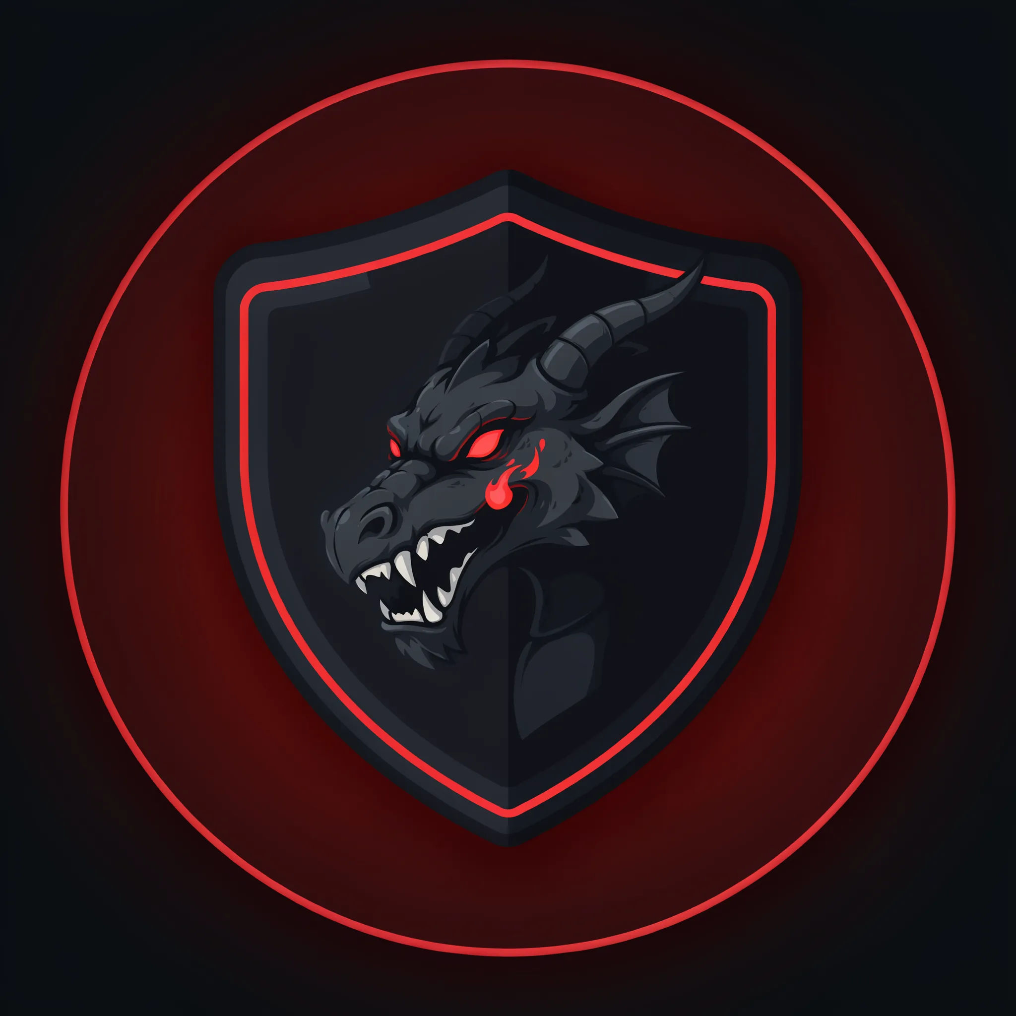 Discord server icon with a dragon head inside a shield crest