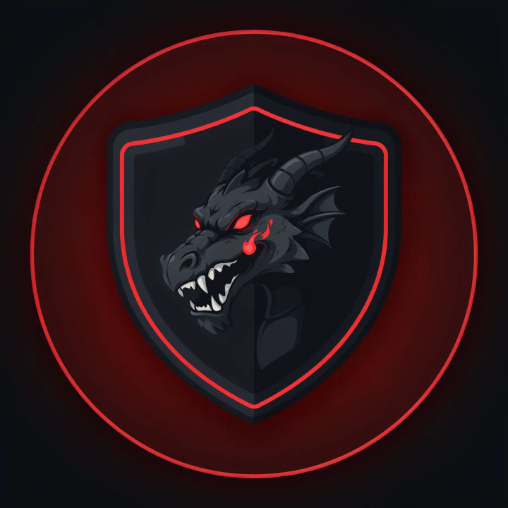 Ícone de servidor do Discord com uma cabeça de dragão dentro de um brasão