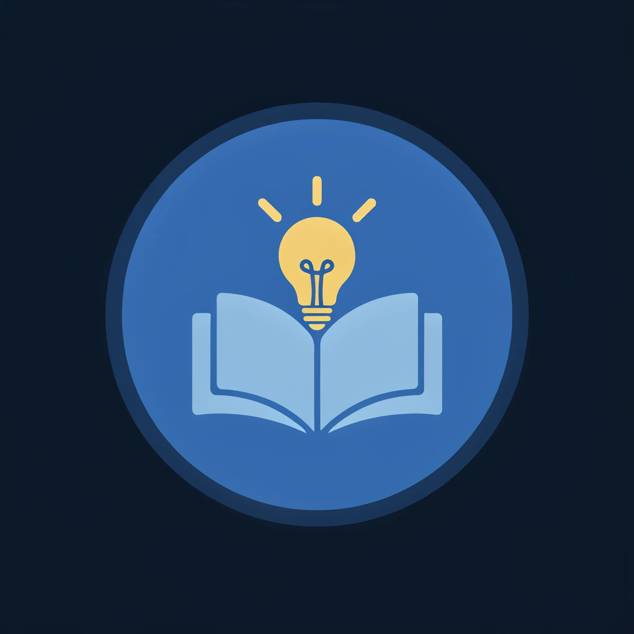 Discord icon with an open book and lightbulb symbol