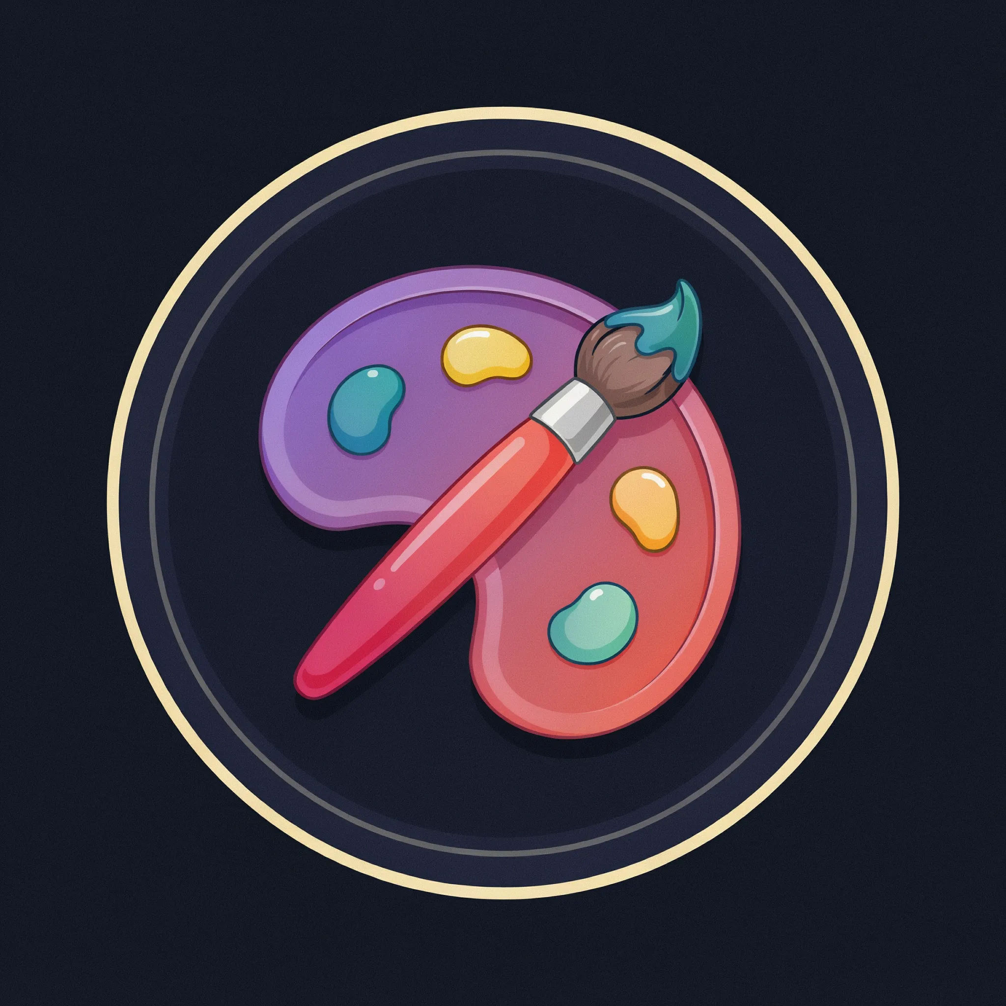 Discord icon with a paintbrush and palette forming a circle