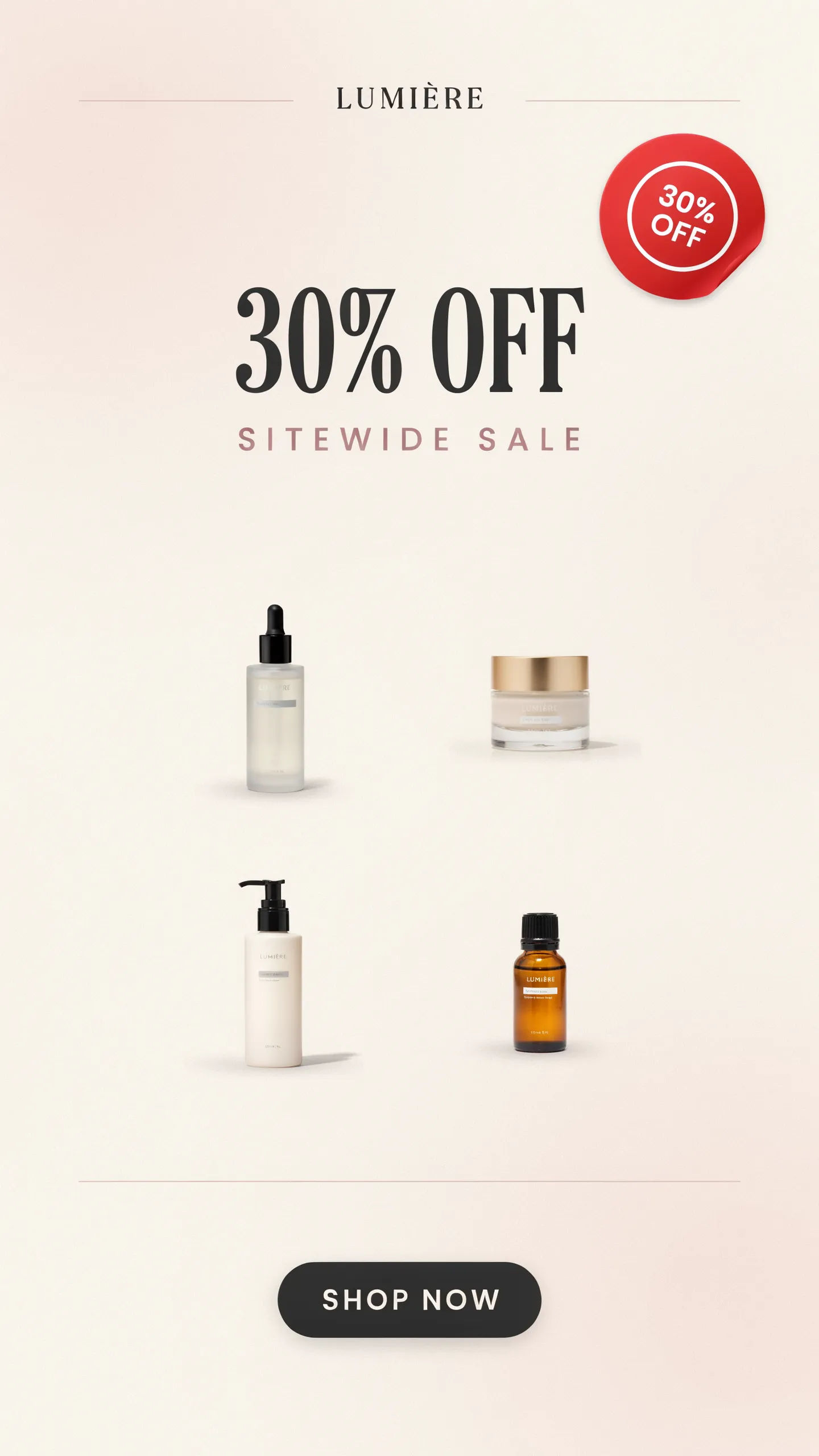 Medium rectangle sale display ad for skincare products