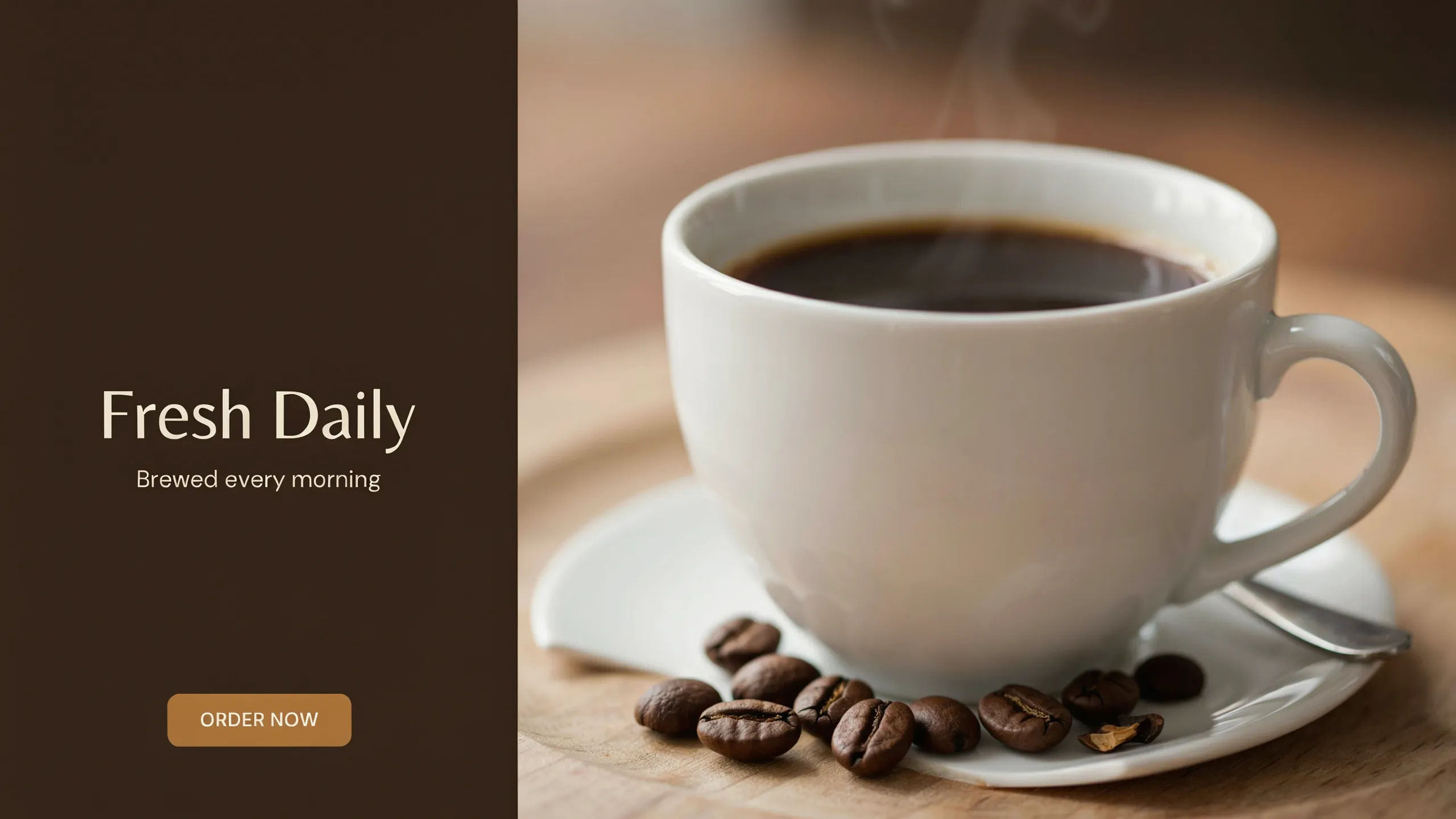 Mobile banner display ad for a coffee brand with a close-up cup