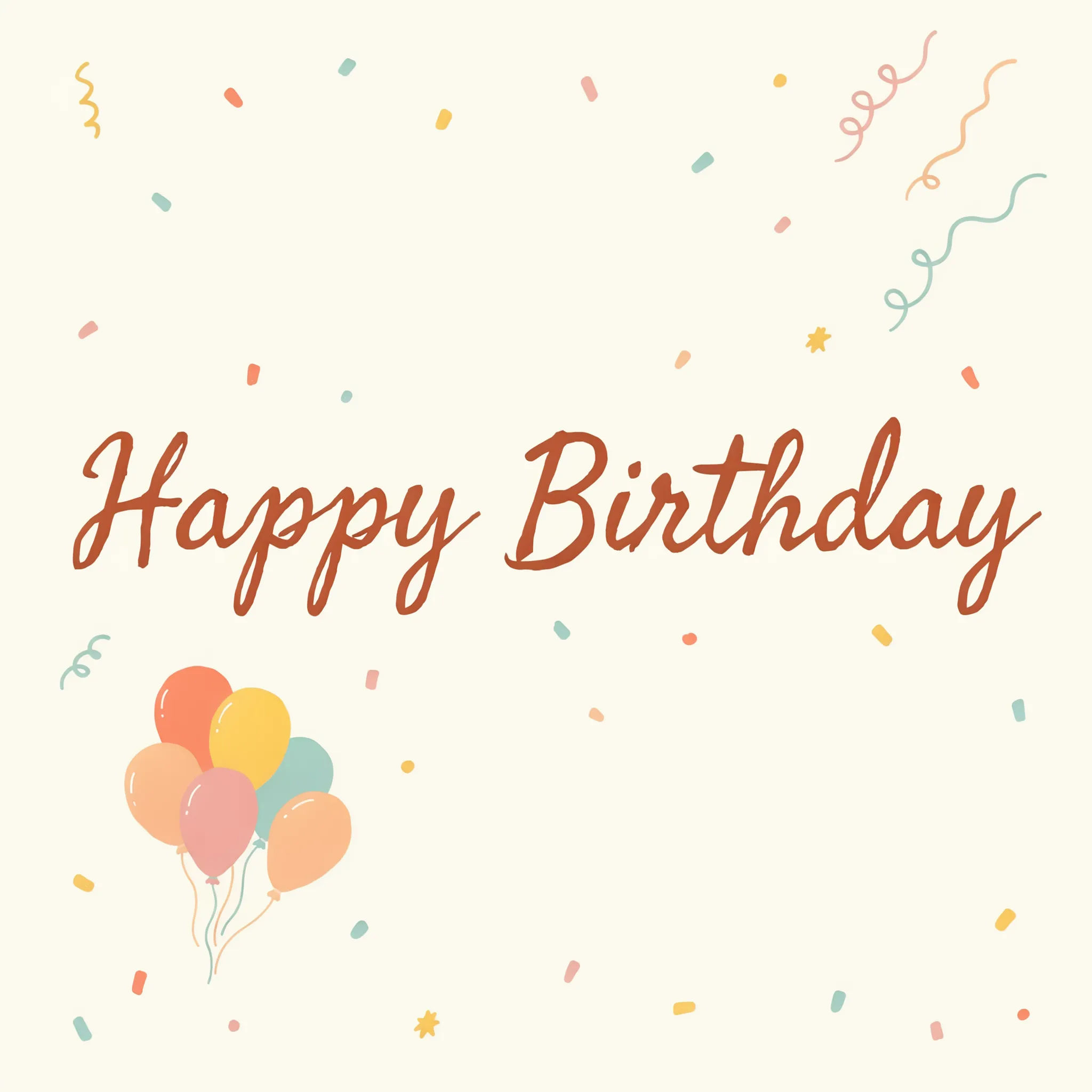Cheerful birthday eCard with confetti, balloons, and bold greeting